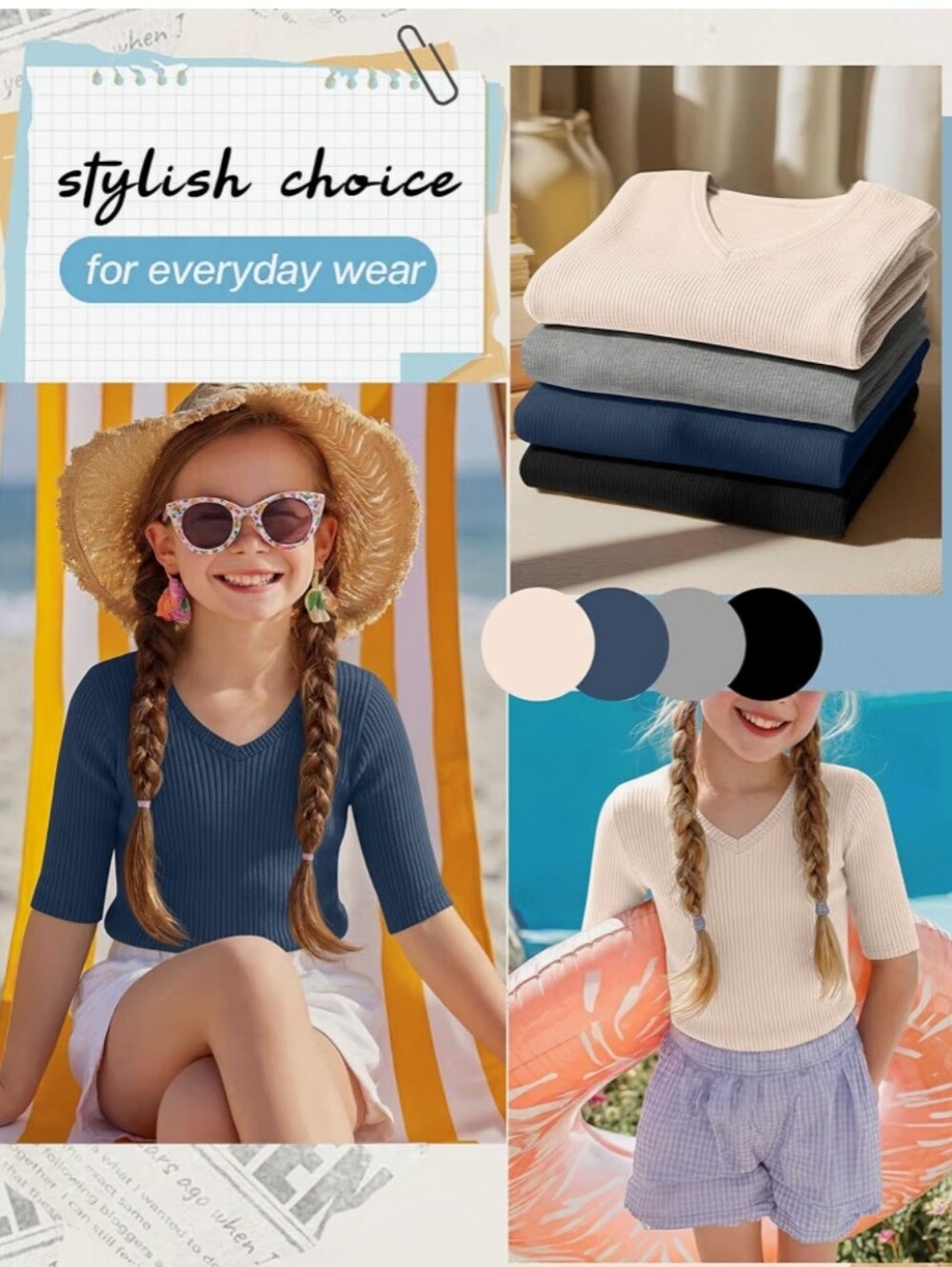 Girls Ribbed Tops - 4 pk - Picture 3 of 6
